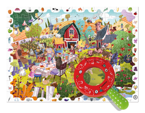 Detektívne puzzle s lupou Farma