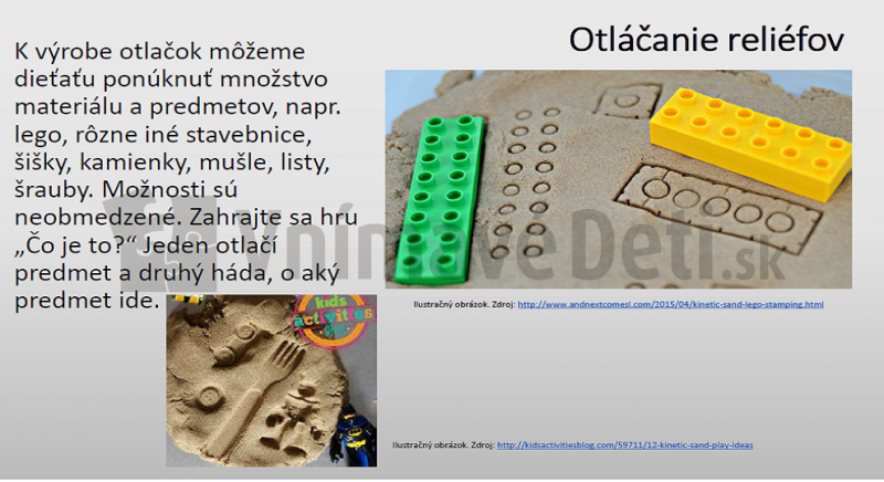 Odtláčanie reliéfov do kinetického piesku