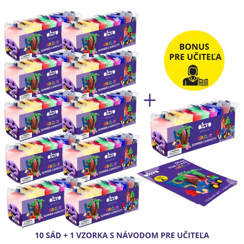 Modelovacia hmota OKTO MŠ 9 farieb x 10+1 ks Letný tábor/mesto