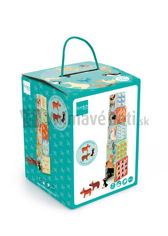 Veža z kociek so zvieratkami